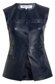 Veronica Beard Tamara Lambskin Leather Vest at Nordstrom