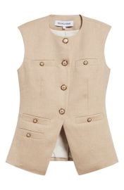 Veronica Beard Tamara Linen Blend Twill Vest at Nordstrom