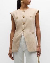 Veronica Beard Tamara Linen-Blend Vest at Neiman Marcus