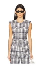 Veronica Beard Tamara Vest In Ivory Navy at Revolve