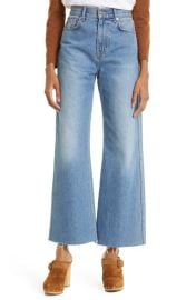 Veronica Beard Taylor Raw Hem High Waist Crop Wide Leg Jeans at Nordstrom