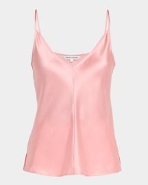 Veronica Beard Toby V Neck Satin Top at Neiman Marcus