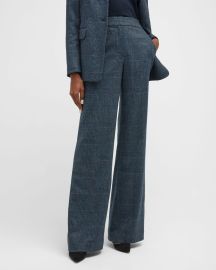 Veronica Beard Tonelli Plaid Wide-Leg Suit Pants at Neiman Marcus