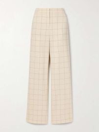 Veronica Beard Tonelli Windowpane Wide Leg Pants in Ecru Deep Ochre at Net a Porter