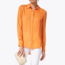 Veronica Beard Tops Veronica Beard Morgane Tangerine Orange Silk Shirt Poshmark at Poshmark