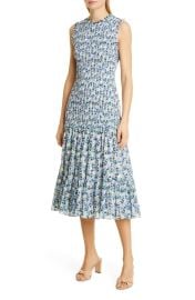 Veronica Beard Verena Floral Smock Cotton Dress in Cobalt Multi  at Nordstrom