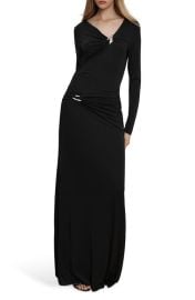 Veronica Beard Viela Hardware Detail Long Sleeve Maxi Dress at Nordstrom