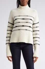 Veronica Beard Viori Stripe Wool Blend Mock Neck Sweater at Nordstrom