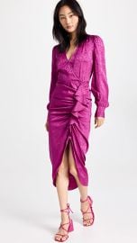 Veronica Beard Weiss Side Ruffle Long Sleeve Silk Blend Maxi Dress at Shopbop