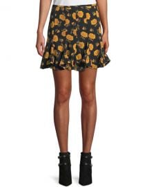 Veronica Beard Weller Floral-Print Flounce Mini Skirt at Neiman Marcus