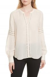 Veronica Beard Willa Eyelet Trim Blouse at Nordstrom