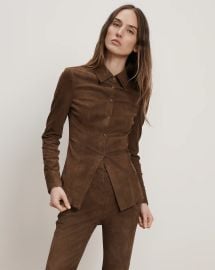 Veronica Beard Wittaker Suede Button Down Shirt at Veronica Beard