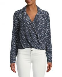 Veronica Beard Worth Floral-Print Long-Sleeve Silk Top at Neiman Marcus