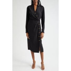 Veronica Beard Wright Asymmetric Button Long Sleeve Shirtdress at Nordstrom