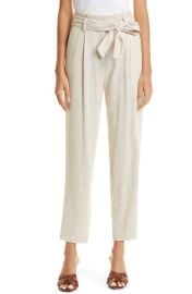 Veronica Beard Zelly Tie Waist Linen Blend Pants at Nordstrom