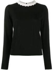 Veronica Beard lace-trim Merino Knit Jumper - Farfetch at Farfetch