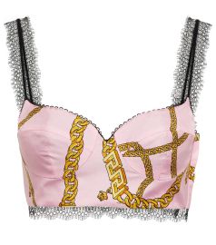 Versace - Chain print silk bralette at Mytheresa