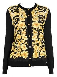 Versace - Hibiscus Print Silk Cardigan at Saks Fifth Avenue