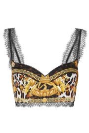 Versace - Lace-trimmed printed silk bra top at Net A Porter