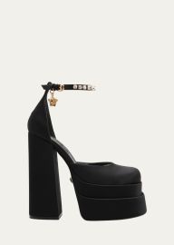 Versace 155mm La Medusa Platform Satin Mary Janes at Bergdorf Goodman