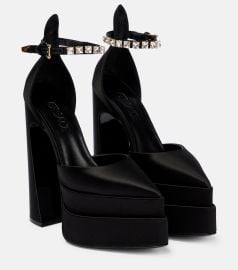 Versace Aevitas Pointy Satin Platform Pumps at Mytheresa