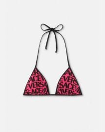 Versace Allover Reversible Bikini Top Print VERSACE US at Versace