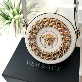 Versace Bags Versace La Medusa White Round Disco Camera Bag Excellent Condition Poshmark at Poshmark