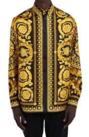 Versace Barocco Silk Button-Up Shirt at Nordstrom