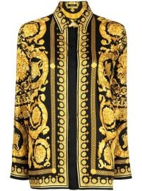 Versace Barocco Silk Shirt Black at Farfetch