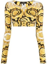 Versace Barocco-print Crop Top White at Farfetch