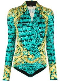 Versace Baroccodile-print V-neck Bodysuit - at Farfetch