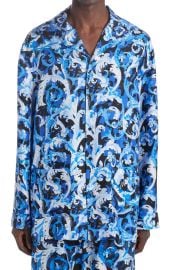 Versace Baroccoflage Silk Twill Pajama Shirt at Nordstrom