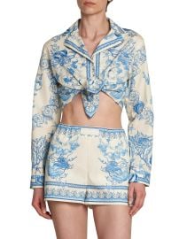 Versace Baroque Cotton Poplin Crop Long Sleeve Shirt at Saks Fifth Avenue