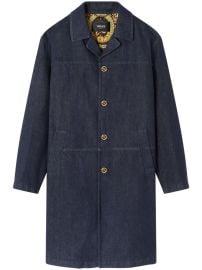 Versace Button Down Coat Blue at Farfetch