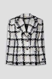 Versace Checked Wool blend Tweed Blazer in Ivory at The Outnet