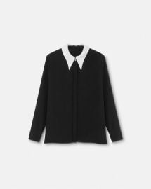 Versace Contrast Collar Silk Crepe De Chine Shirt at Versace