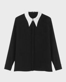 Versace Contrast-Collar Silk Crepe De Chine Shirt at Neiman Marcus