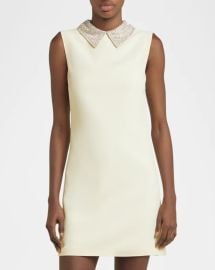 Versace Crystal-Collar Envers Satin Mini Dress at Neiman Marcus