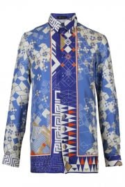 Versace Domino Foulard Silk Shirt blue at Elite Stores