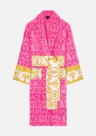 Versace I Baroque Bathrobe in Pink Versace US at Versace