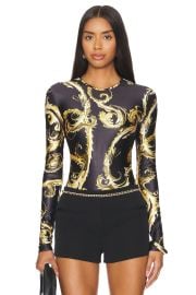 Versace Jeans Couture Bodysuit In Black Gold at Revolve