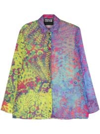 Versace Jeans Couture abstract-print Sheer Shirt Blue NZ at Farfetch