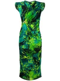 Versace Jungle Print Ruched Sleeveless Dress - at Farfetch