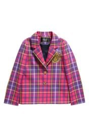 Versace Kids\' Tartan Embroidered Logo Blazer at Nordstrom