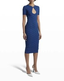 Versace La Greca Jacquard Keyhole Sweater Dress at Neiman Marcus