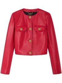 Versace Leather Cardigan Jacket Red at Farfetch