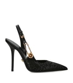 Versace Leather Safety Pin Slingback Pumps 110 at Harrods