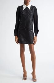 Versace Leopard Long Sleeve Jacquard Minidress at Nordstrom