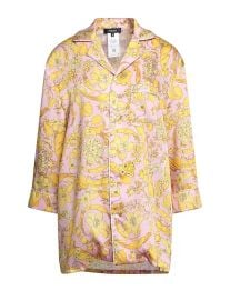 Versace Pink Floral Print Pajama Top at Yoox