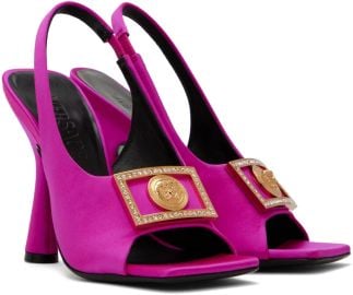 Versace Pink Medusa Biggie Heeled Sandals SSENSE at Ssense